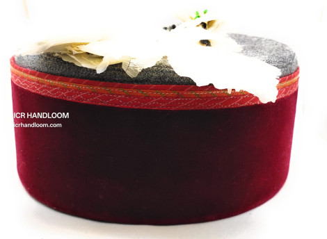 Traditional kinnouri Red Cap Gray patti -Pahadi Top